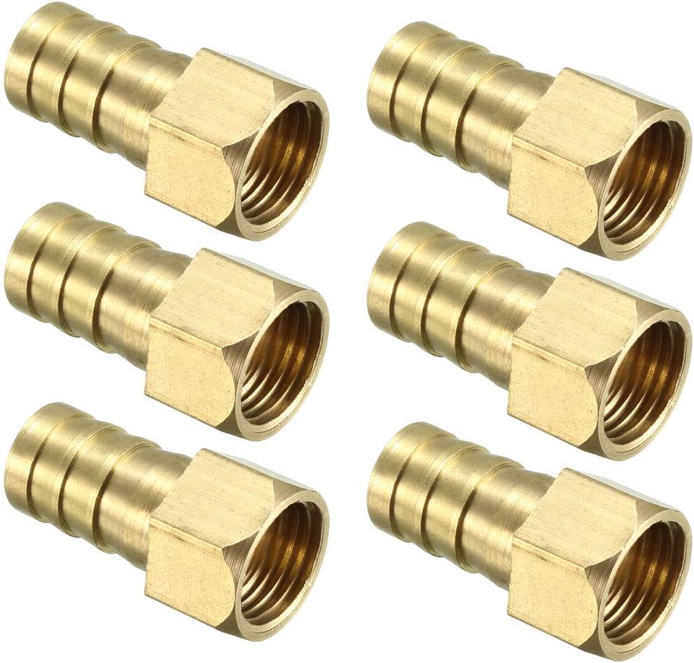 Brass Barb Hose Fitting Connector Adapter 12mm Barbed X G1/4 Female Pipe 6pcs