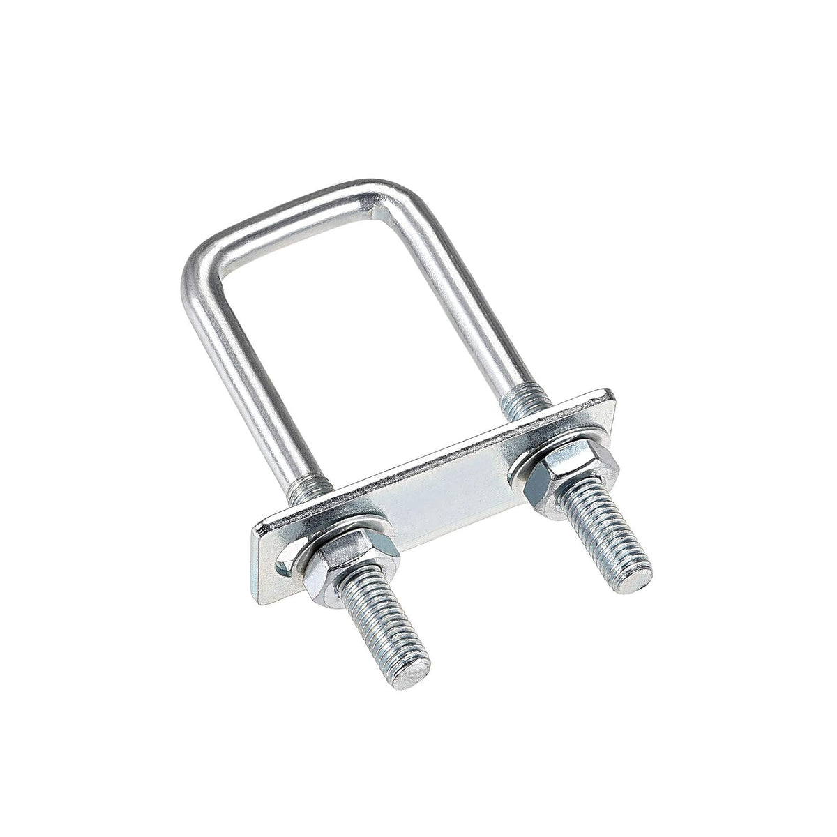 Square U-Bolts 1"(25mm) Inner Width 90mm Length Carbon Steel M8 with Nuts, Frame Plate, Round Washers 4 Set