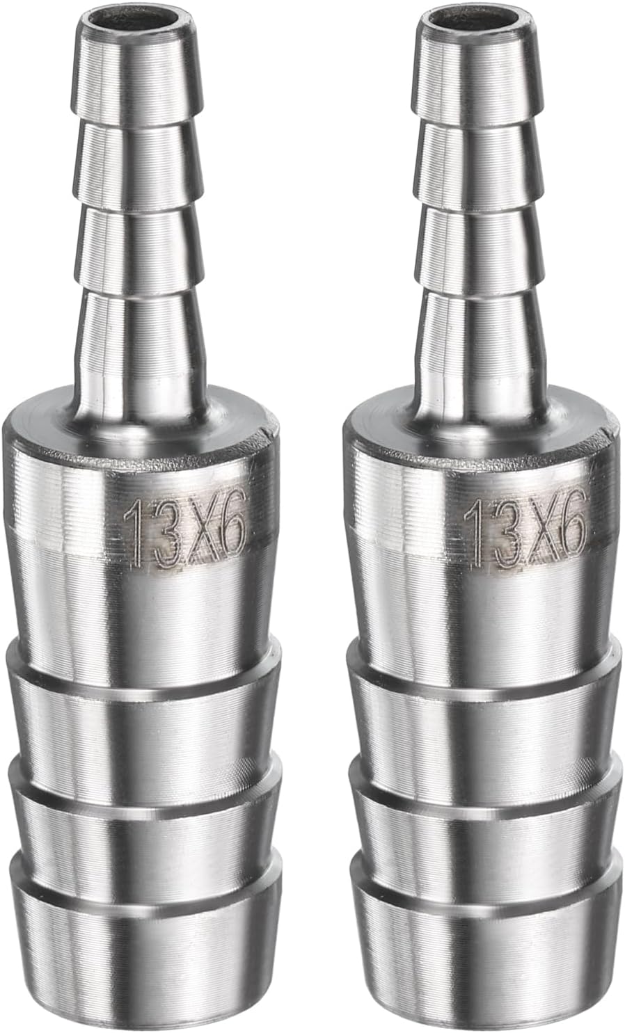 1/2" to 1/4" Hose Barb Reducer Pipe Fitting 304 Stainless Steel Adapter Fluid Exchanger Connector for Water Oil Fuel Gas Pipe Connections 2pcs
