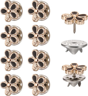 10 Sets Brooch Buttons, 11.5 mm No Sew Buttons Pins Detachable Brooch Anti-Exposure Fixed Cover Up Bottons Pins for Clothes, Coat, Cardigan, DIY Craft (Black)