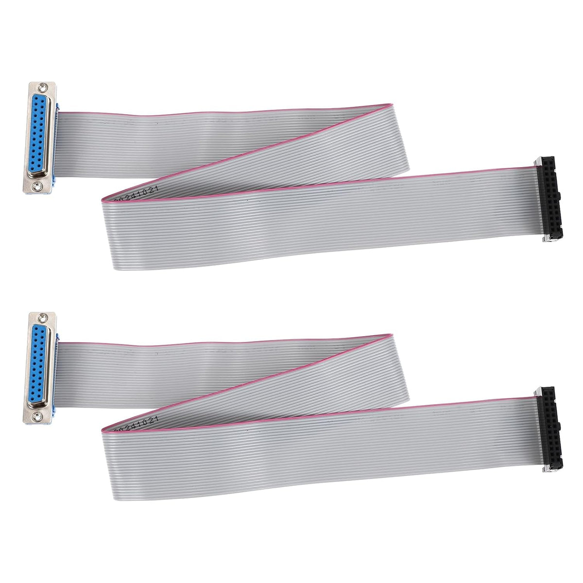 IDC Wire Flat Ribbon Cable DB25 Female to FC-26 Female Connector 2.54mm Pitch 50cm Length 2pcs