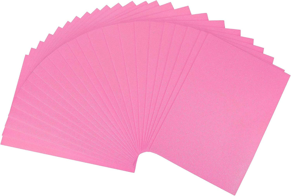 LinkMejor Pink Glitter EVA Foam Sheets 11 x 8 Inch 2mm Thick for Crafts DIY Projects 24 Pcs