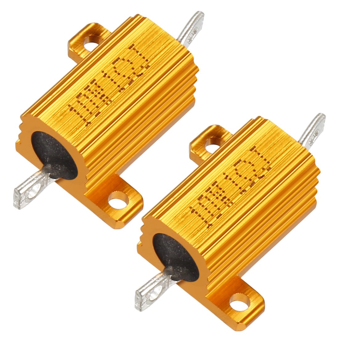 2 Pcs Aluminum Case Resistor 10W 1 Ohm Wirewound for LED Converter with Rod Post 10W1RJ