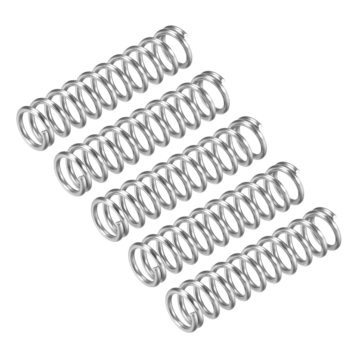 Compression Spring, 5Pcs 304 Stainless Steel, 12mm OD, 1.6mm Wire Size, 50mm Free Length, Silver Tone