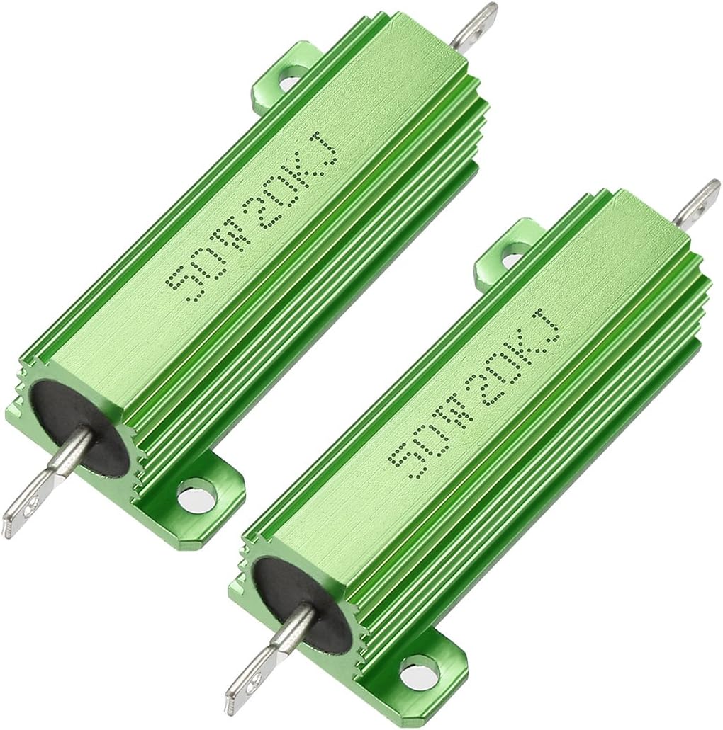 50W 20k Ohm 5% Aluminum Housing Resistor Screw Tap Chassis Mounted Aluminum Case Wirewound Resistor Load Resistors Green 2 pcs