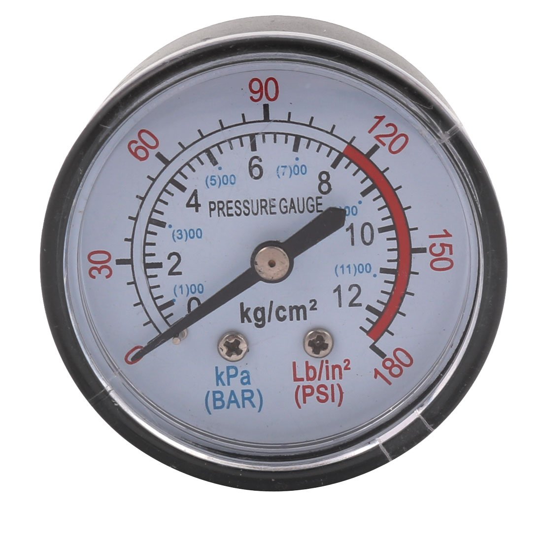 Horizontal Mount 1/4 PT Male Thread Water Air Pressure Gauge 12kg/cm2