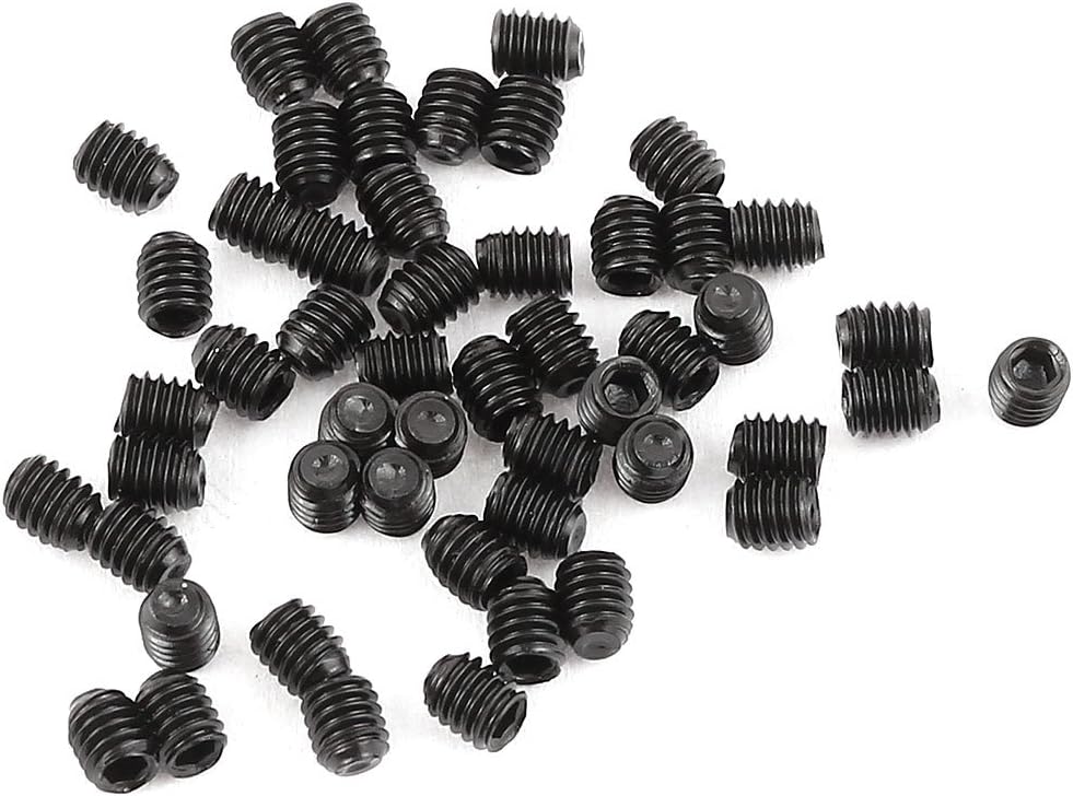 50 Pcs 2.5 x 3mm Thread Hexagon Socket Drive Cup Point Head Grub Screws