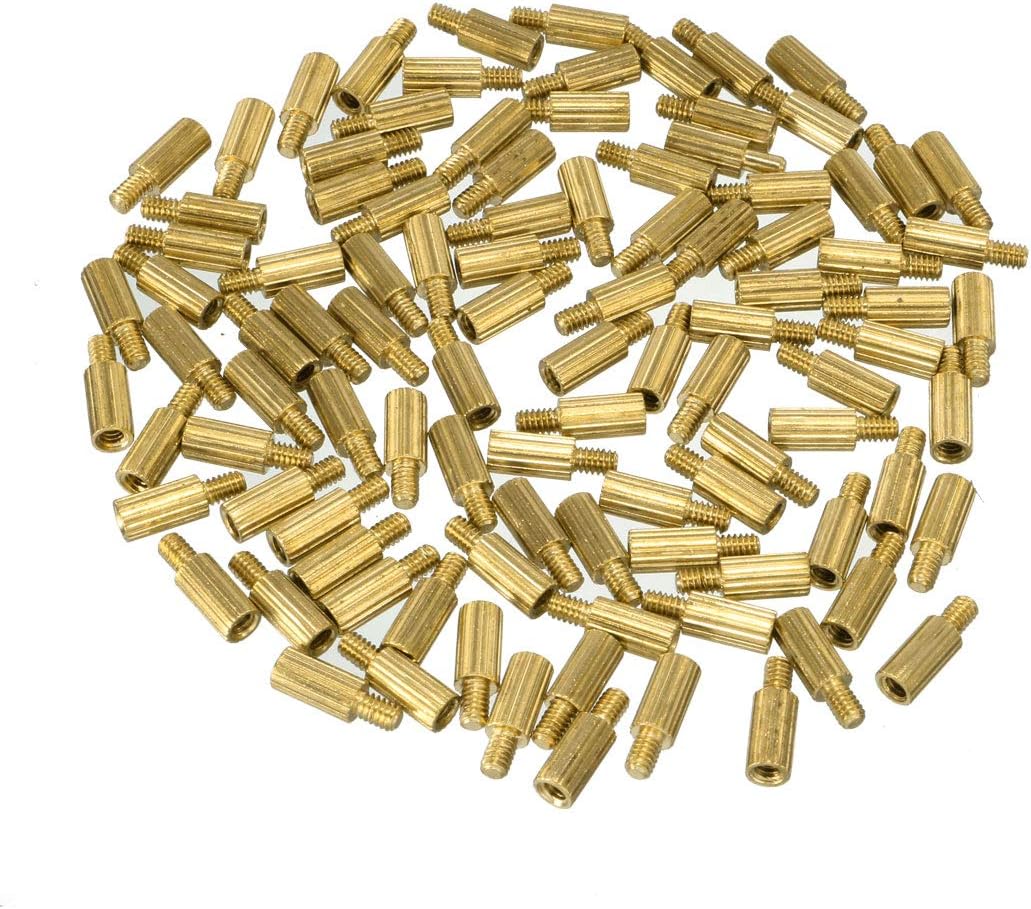 100pcs M2 6+3mm Female Male Thread Brass Round Standoff Spacer Screw PCB Pillar