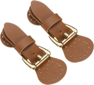 2pcs Leather Magnetic Snap Buckle Lock, Sew on Toggle Closure Buckle, for Pouches Jacket DIY Craft Sewing, Light Brown