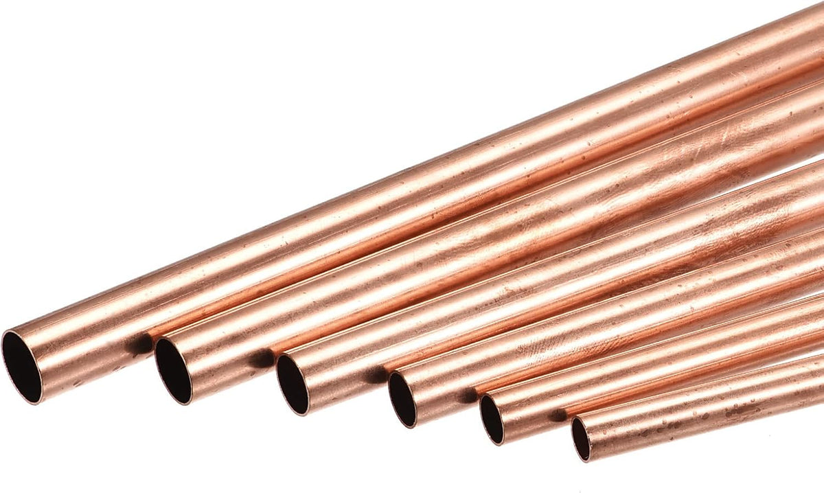 Copper Tube, 2mm 3mm 4mm 5mm 6mm 7mm OD x 0.2mm Wall Thickness 200mm Length Metal Tubing, Pack of 6