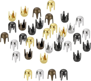 80Pcs Mixed Color Round Dome Rivets, 2mm Brass Spike Studs Spots Punk Rock Nailheads Claw Beads Assorted Kit for DIY Clothes Belt Bag Shoes Bracelet Leather Craft