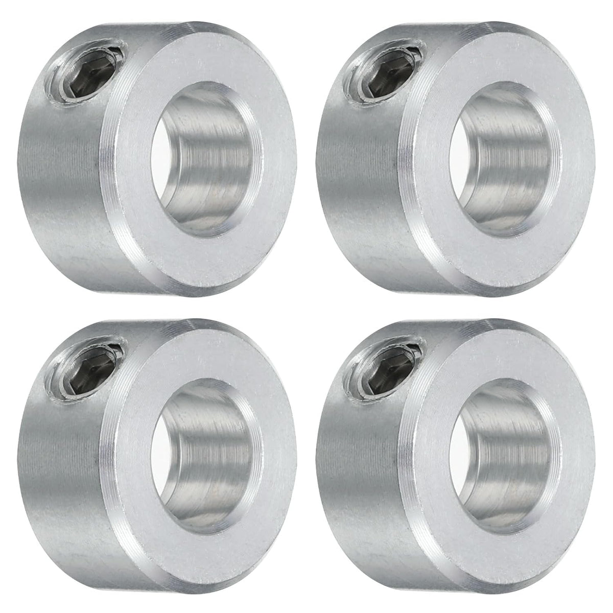 4pcs Set Screw Collars 3/8" Bore, Aluminum Shaft Collars, 3/4" OD and 3/8" Thickness, Set Screw Clamp Collar, Stop Collar for Linear Rod Shaft Guide