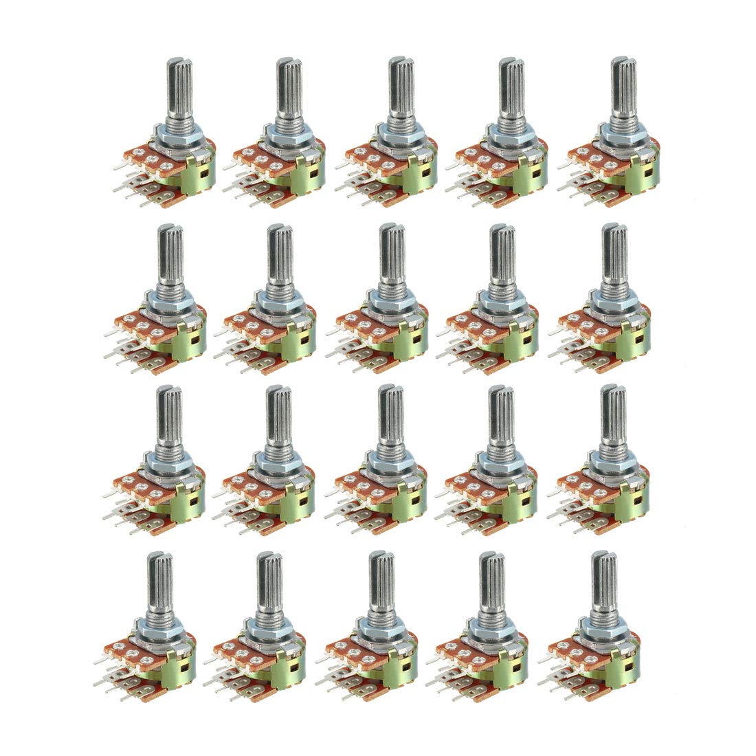 WH148 50K Ohm Variable Resistors Dual Turn Rotary Carbon Film Taper Potentiometer 20pcs