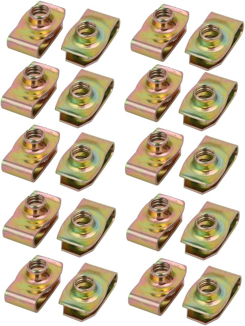 Fit M8 Screw 65Mn Spring Steel Zinc Plated U Nut Brass Tone 26.5mm x 16mm 20pcs