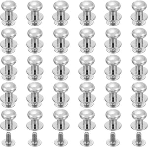 60Pcs 8mm Chicago Screws Round Head Button Leathercraft Rivets for DIY Leather Crafting Decoration Handbag Shoes Belt Repair, Silver