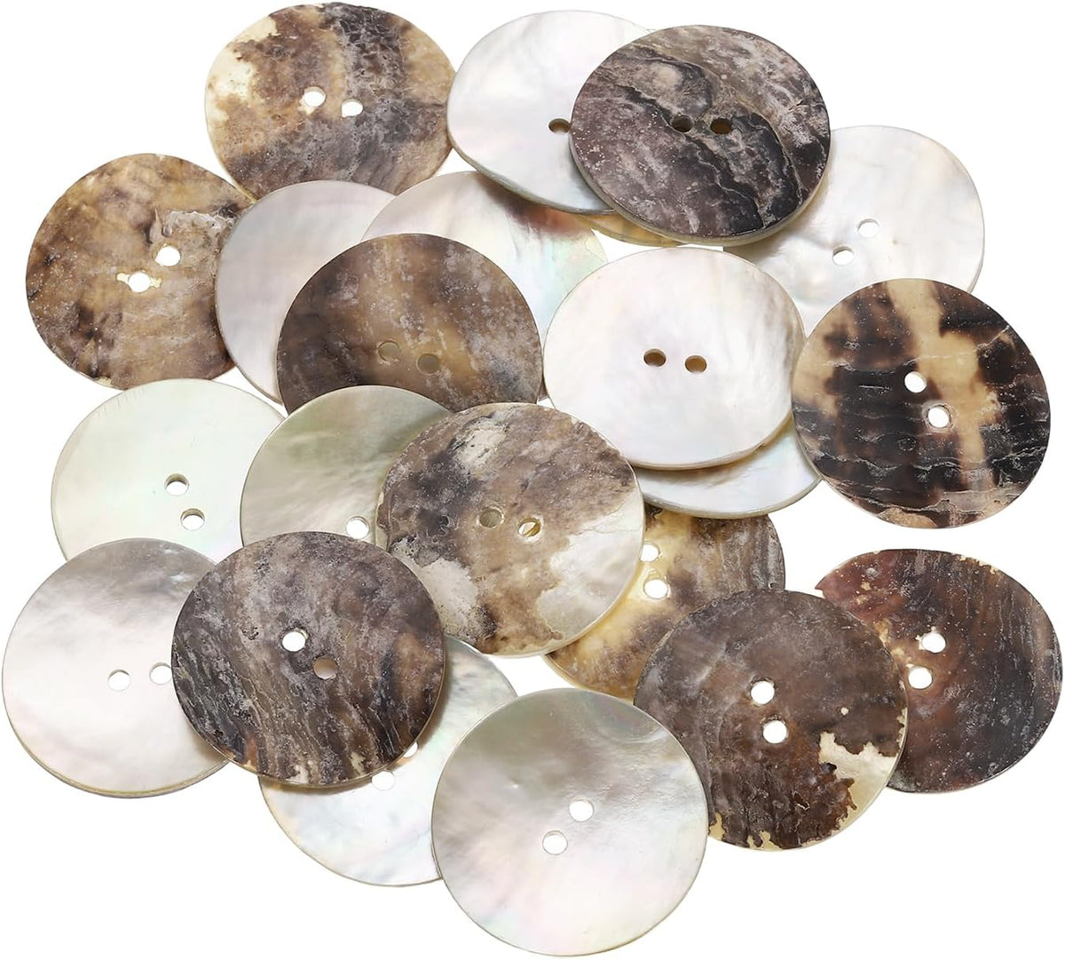 22Pcs Natural Shell Buttons, 2 Hole 27mm Mother of Pearl Buttons for Shirt Clothes Coats Suits Jacket Jean Skirts Sewing Craft DIY Decoration, Primary Color