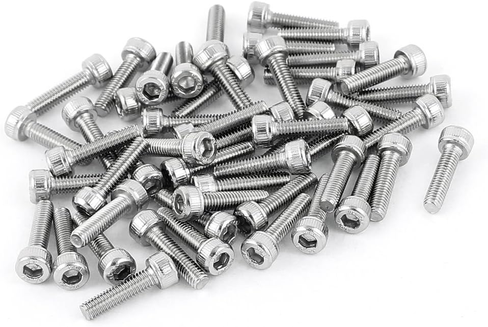 50Pcs M3 x 12mm Stainless Steel Hex Socket Round Head Machine Screws Bolts