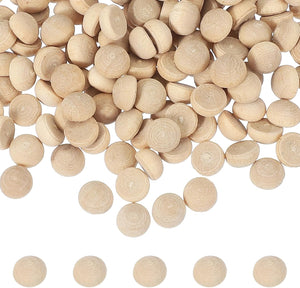 200 Pcs Half Wooden Beads, 0.2 Inch(6mm) Unfinished Natural Split Wood Balls, Wooden Half Sphere for Paint DIY Crafts Art Projects Party Decoration, Wood Color