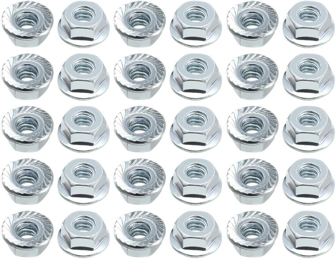 10#-24 Serrated Flange Hex Lock Nuts - Carbon Steel 100 Pcs