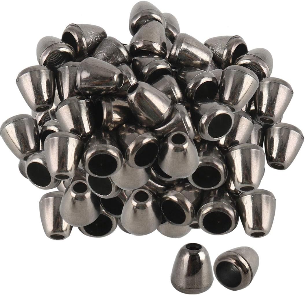 LinkMejor 100pcs Plastic Bell End Stopper Cord Rope Ends Locks Lanyard Clips Fastener for Backpack Drawstrings Accessories, Metal Black