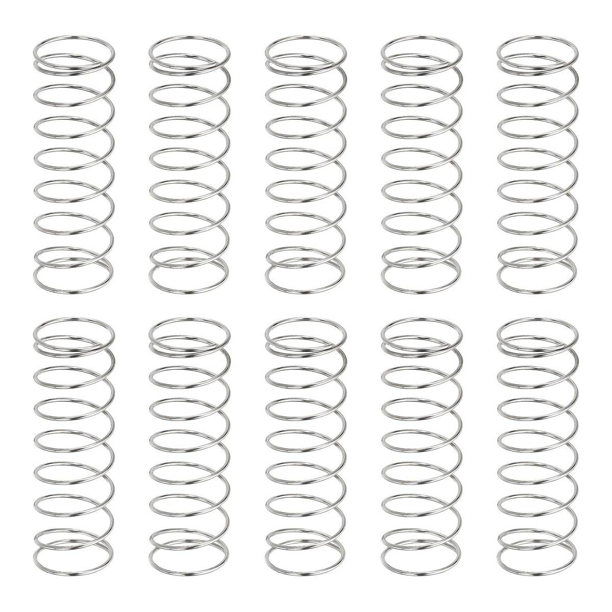10Pcs Compression Springs, 0.5mm Wire Diameter x 9mm OD x 25mm Length 304 Stainless Steel Extension Spring Ballpoint Pen Pressure Springs for Shop Home Repairs, Silver