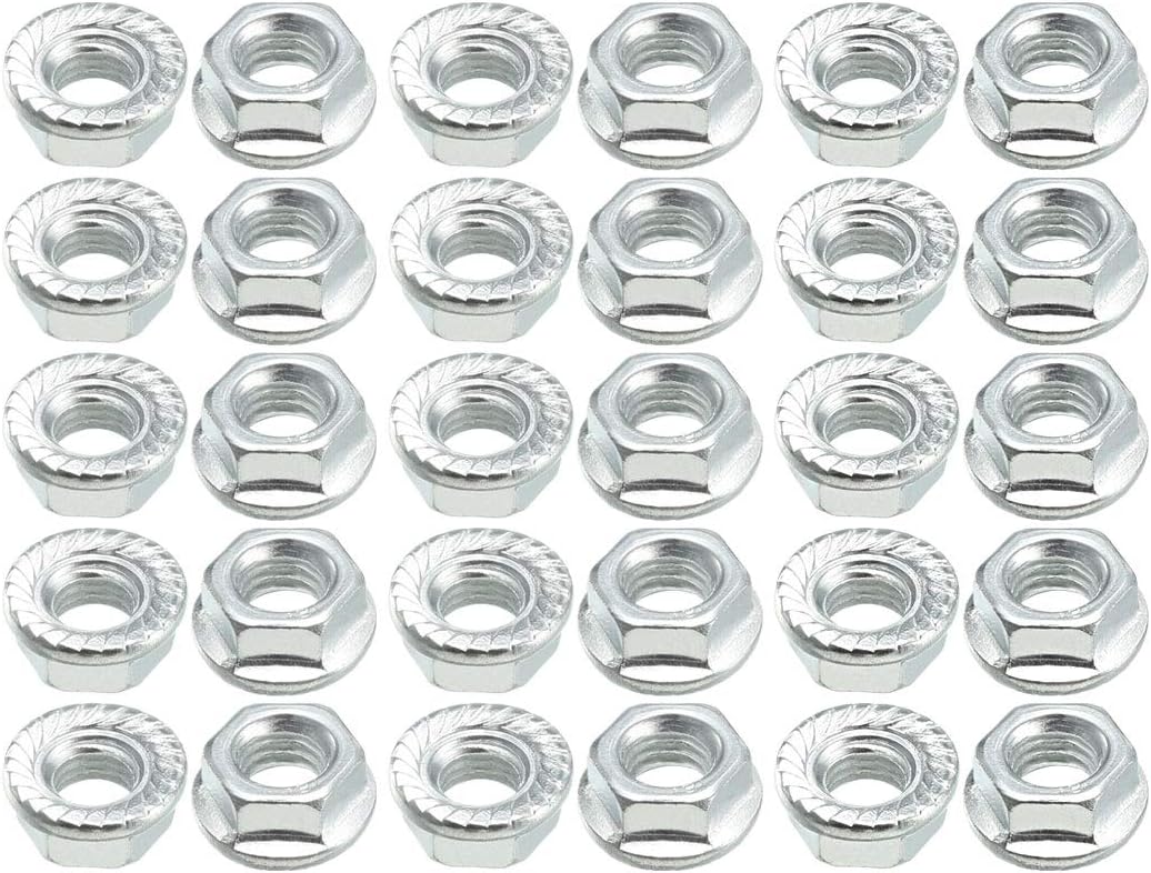 M8 Serrated Flange Hex Lock Nuts, Carbon Steel 30 Pcs