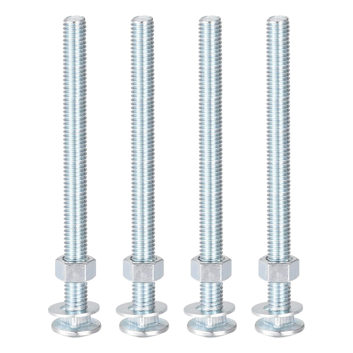 3/8-16 x 5 Square Neck Carriage Bolts with Nuts & Washers, Carbon Steel Coach Bolt Screws 4Sets