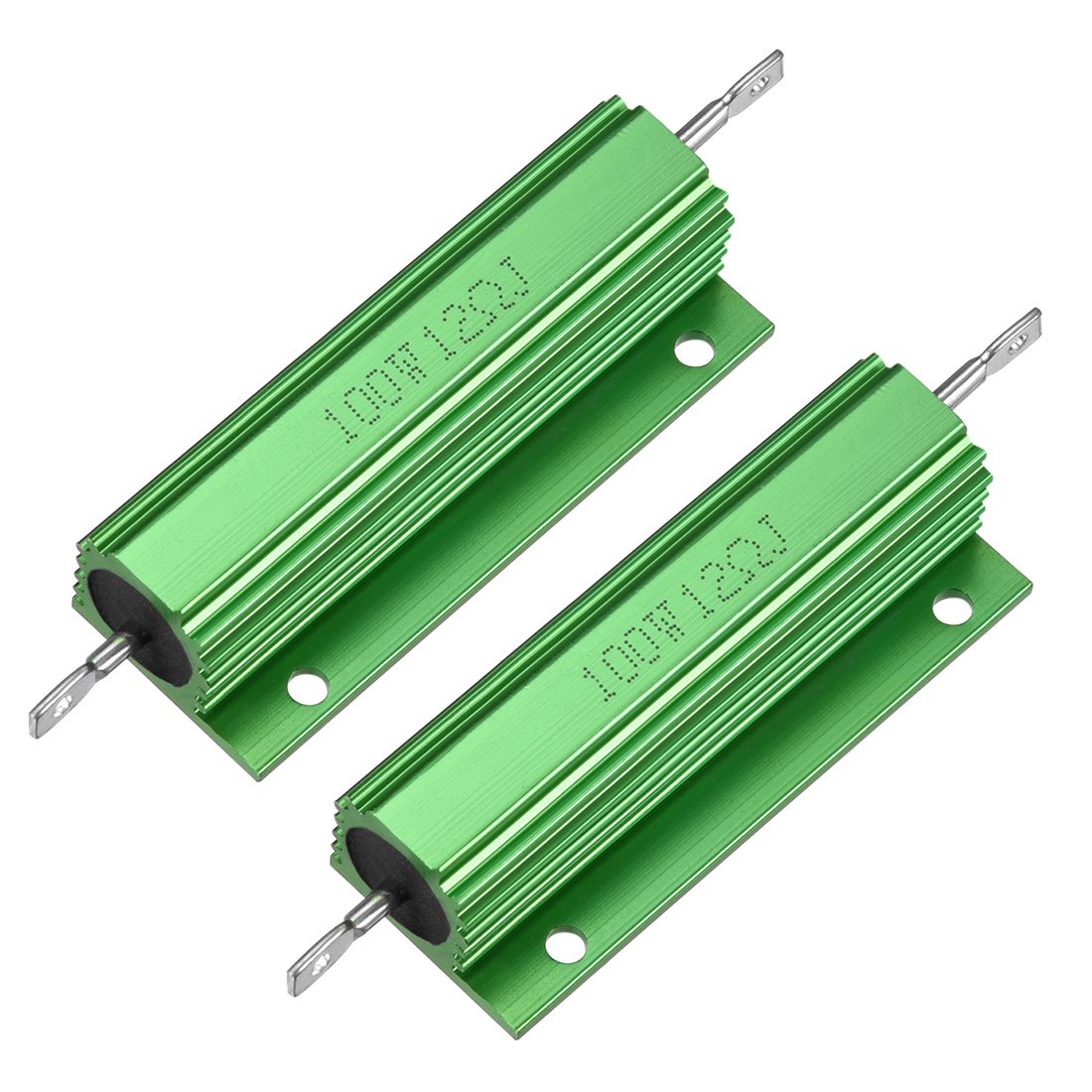 2 Pcs Aluminum Case Resistor 100W 12 Ohm Wirewound Green for LED Replacement Converter 100W 12RJ