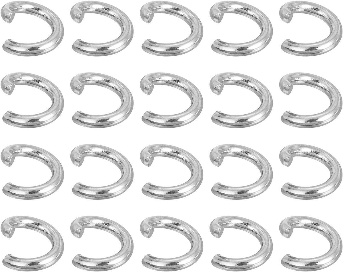 LinkMejor 200Pcs Open Jump Rings, 8mm 316 Stainless Steel O Rings, Split Rings Circle Clasp Connecting Ring for Jewelry Making Supplies Necklace Repair, Silver