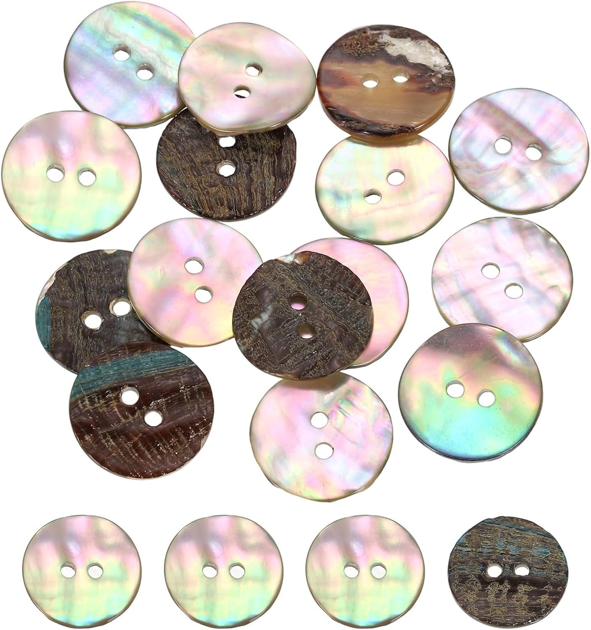 15Pcs Natural Shell Buttons, 20mm 2-Hole Round Shell Craft Sewing Button, Decorative Accessories for Coats, Shirts, Clothing DIY Projects, Natural Color