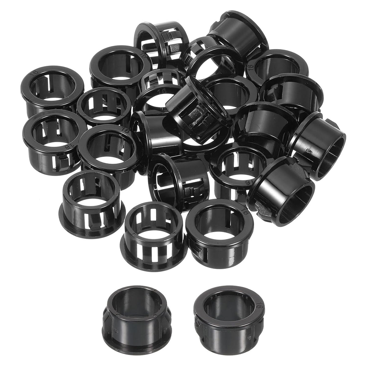 Cable Snap Bushing Grommets, 26Pcs 16mm/0.63" Mounting Dia Nylon Snap Bushing Grommet, Round Snap in Cable Hose Bushing for Various Cables Tubes Wire, Black