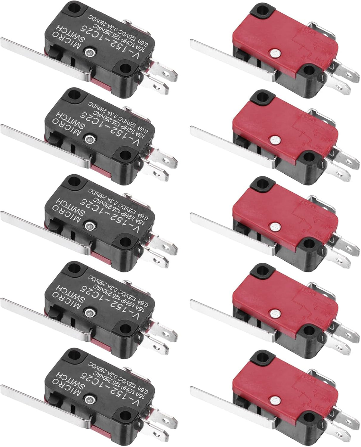 10Pcs V-152-1C25 1NO + 1NC Micro Limit Switch 15A 125/250VAC Waterproof Miniature Micro Switches for Precision Components