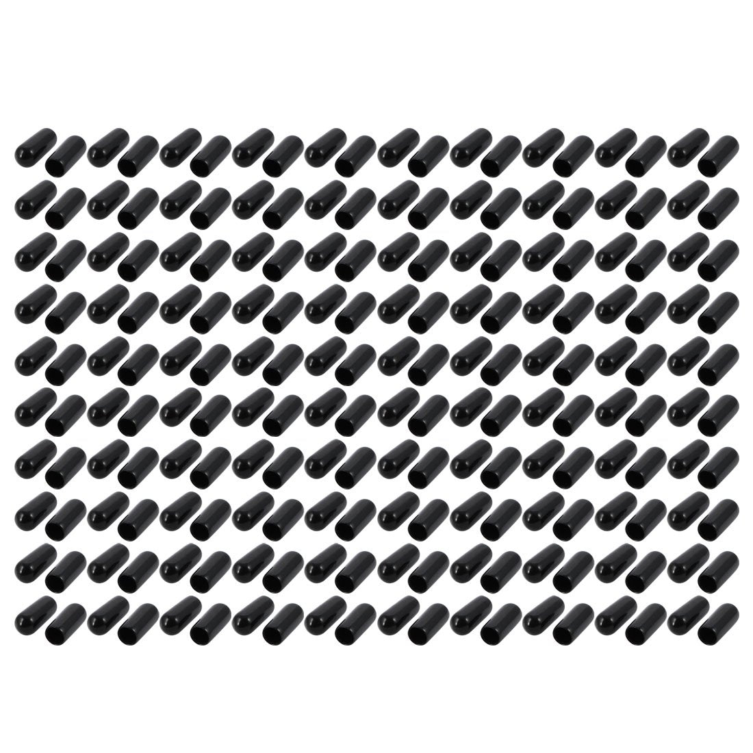 200Pcs 5mm Inner Dia PVC Flexible Vinyl End Cap Screw Thread Protector Cover Black