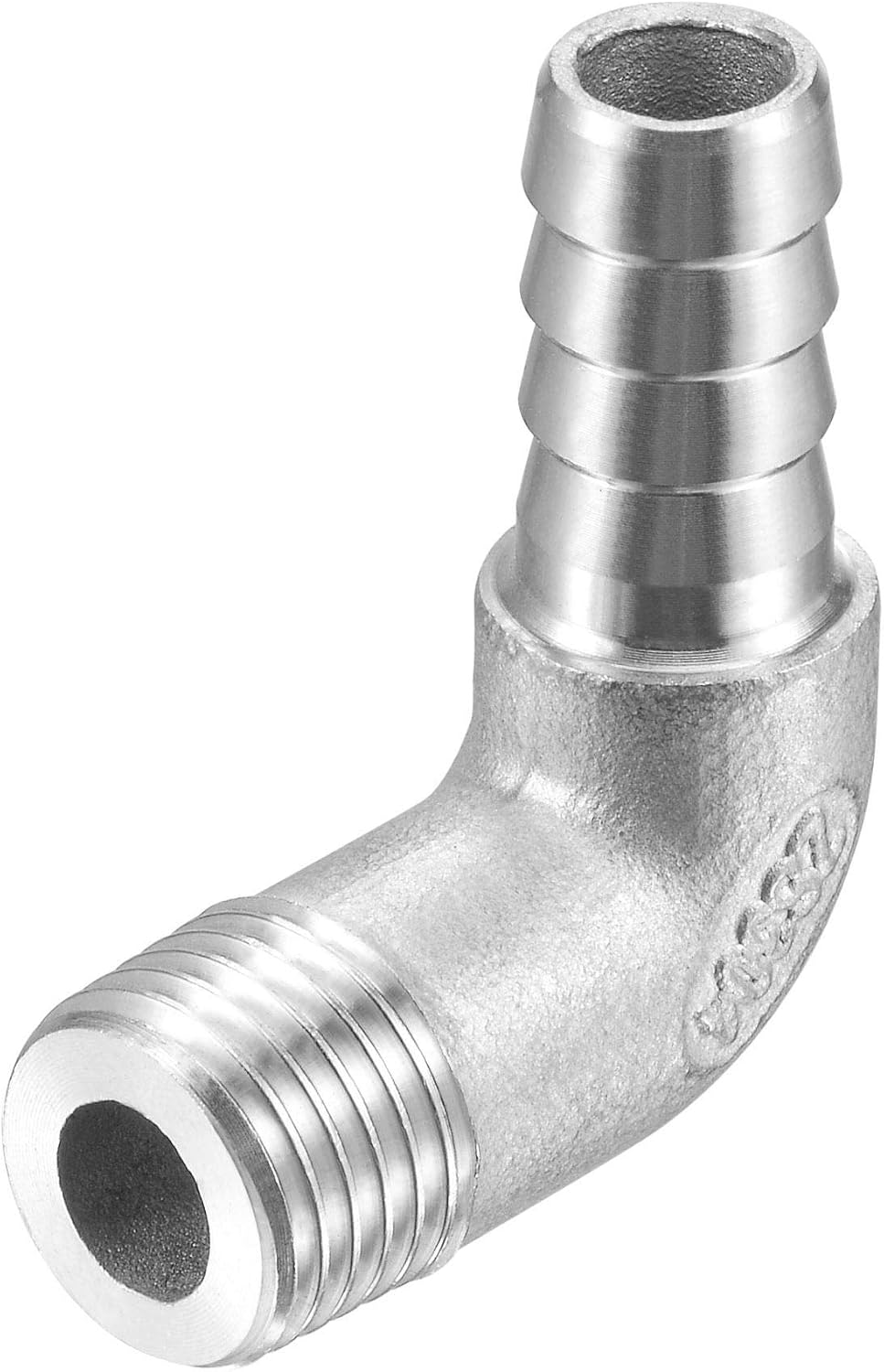 304 Stainless Steel Hose Barb Fitting Elbow, 10mm Barbed x G1/4 Male Pipe Connector Adapter for Water Fuel Air