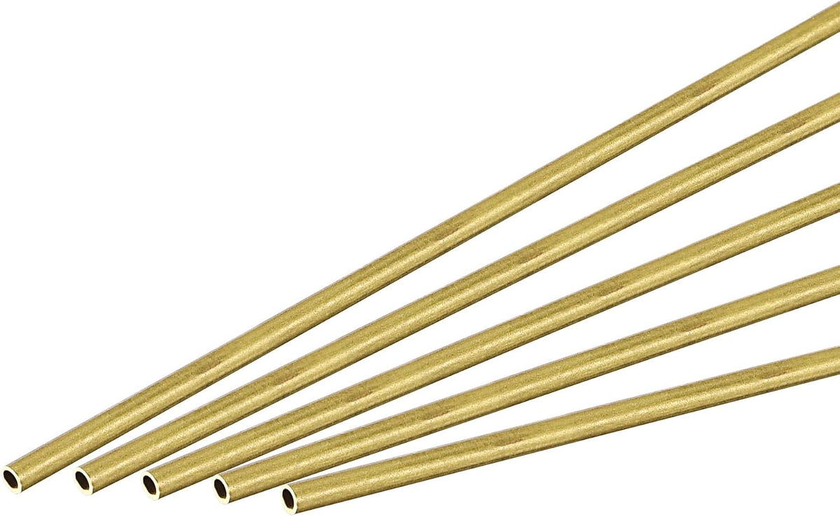 Brass Round Tube 1.5mm OD 0.2mm Wall Thickness 300mm Length Pipe Tubing 5 Pcs
