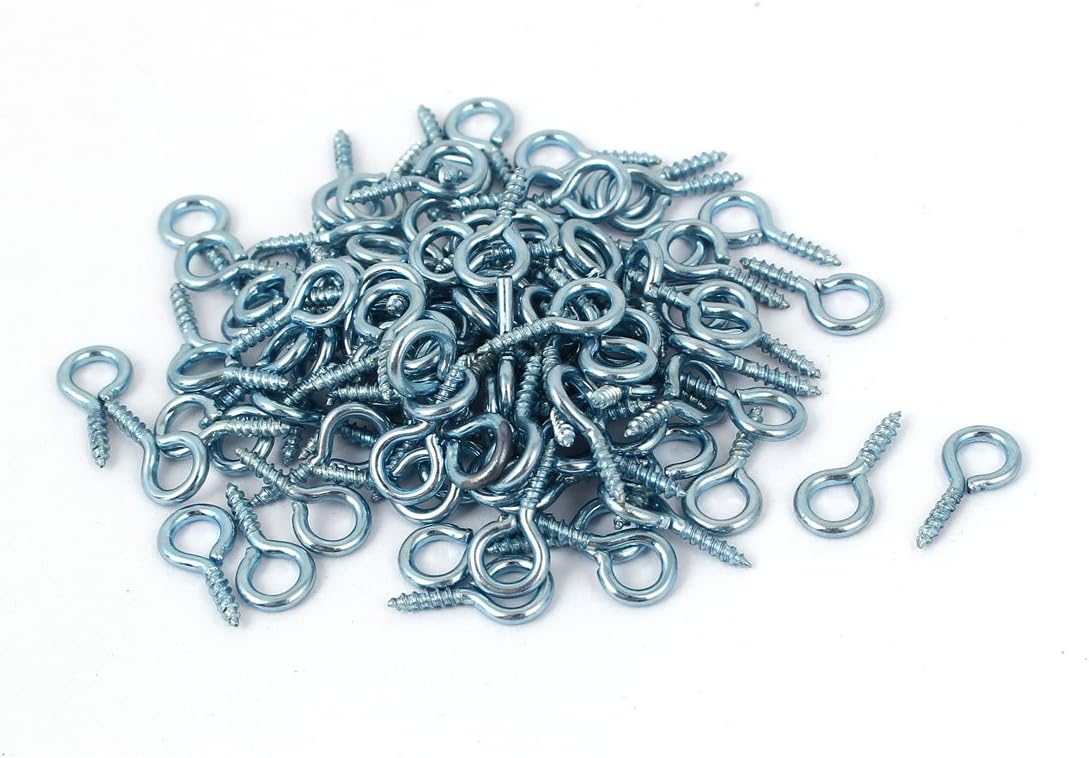 0.07"x0.55" Screw Eye Hooks Self Tapping Screws Screw-in Hanger Eye-Shape Hooks Silvery 100pcs