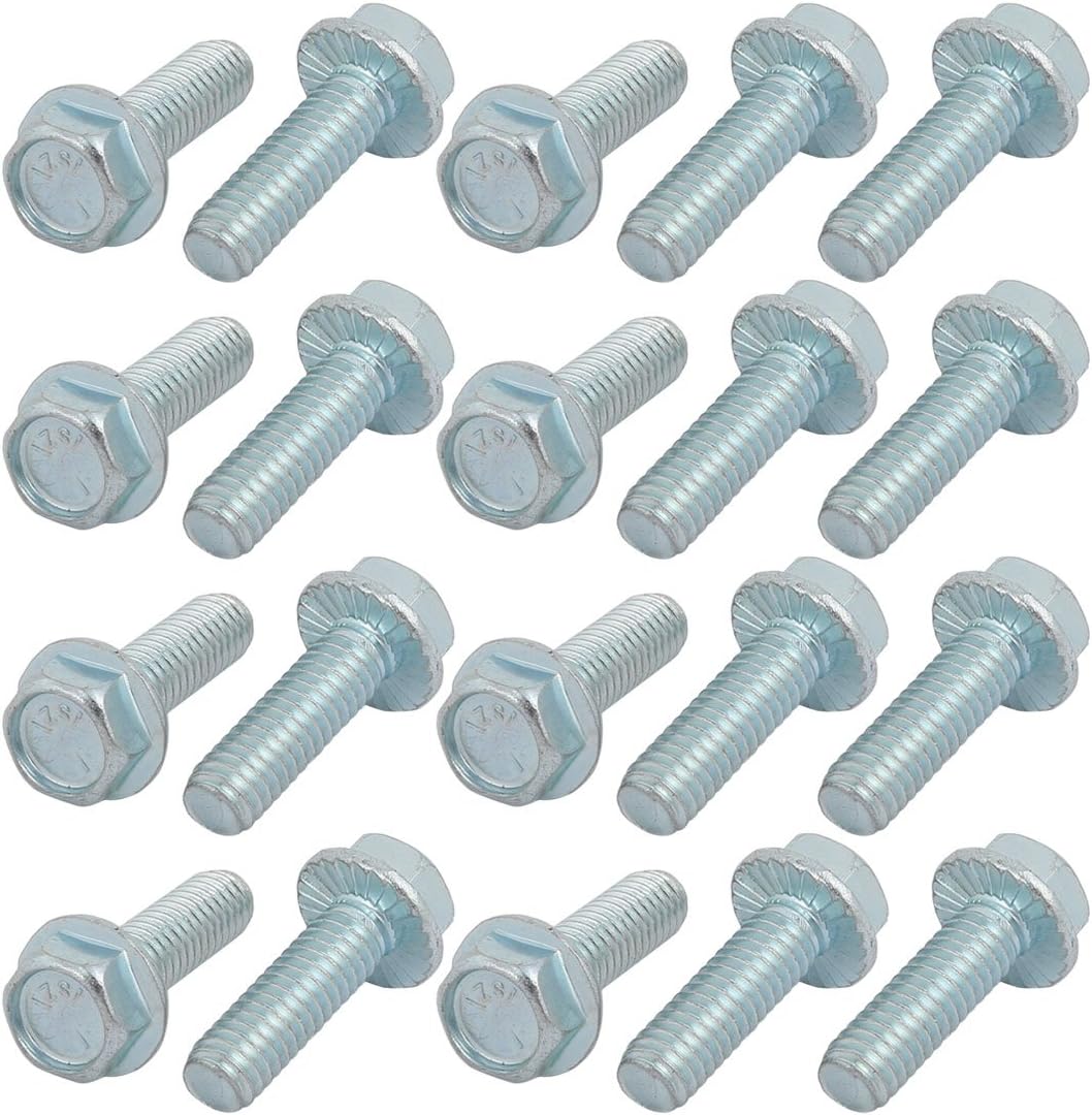 20Pcs 5/16-18 x 1 Inch Thread Carbon Steel Hex Serrated Head Flange Screw Bolt