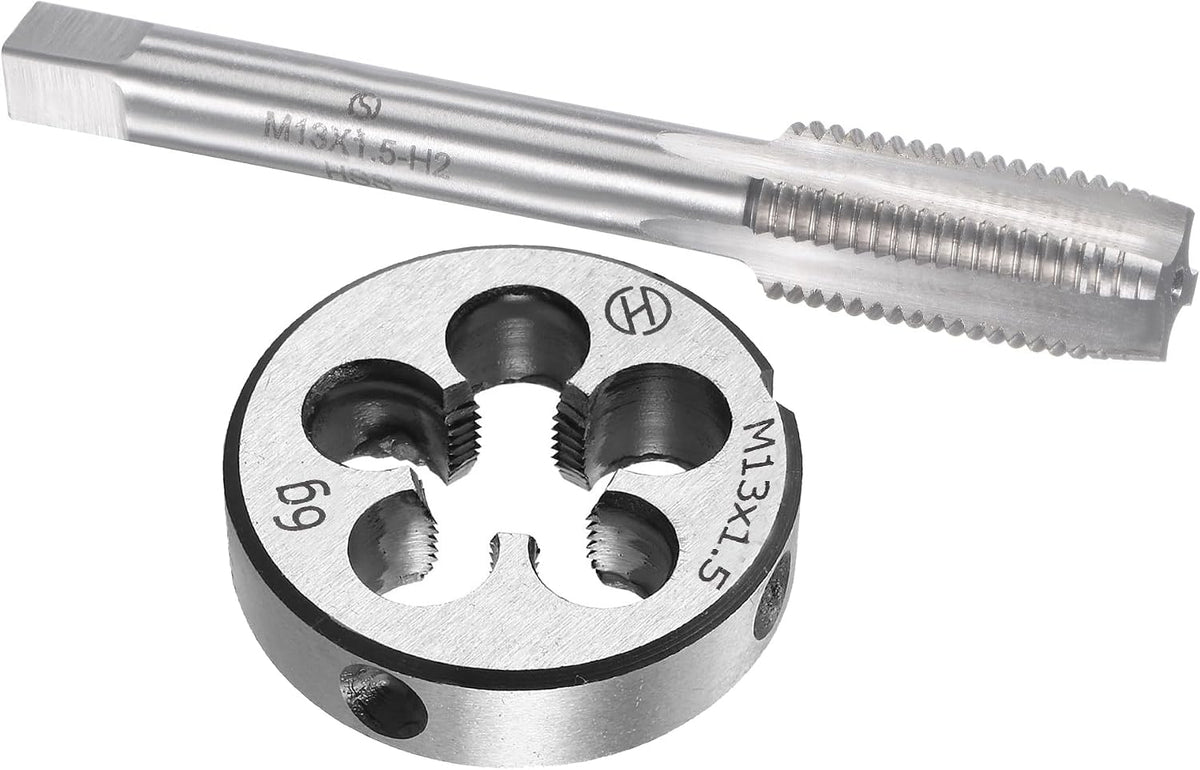 M13 x 1.5mm Metric Tap and Die Set, Machine Thread Screw Tap with Round Threading Die, Tap & Die Kit for Nut Screw Bolt Thread Repair