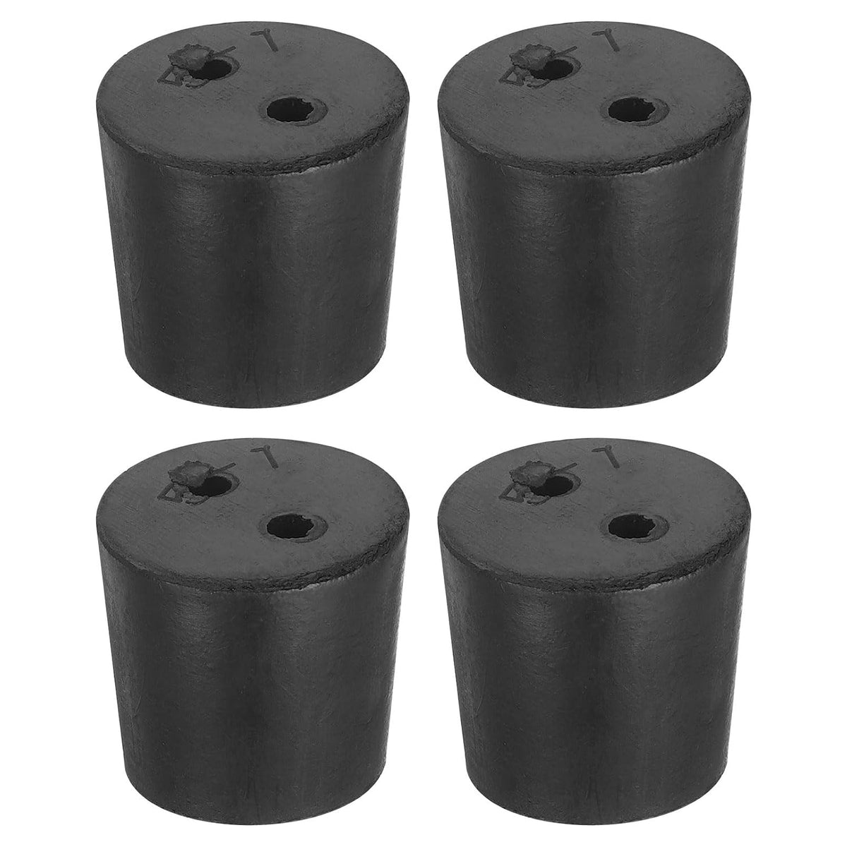 4 Pcs 2-Hole Rubber Stopper, Tapered Lab Seal Tube Stopper Plug for Test Tube Flasks Glass Containers Industry and Laboratories, 27x23x25mm Black