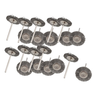 1" Dia Gray Steel Wire Polishing Metal Shank Brush Wheel 20 Pcs