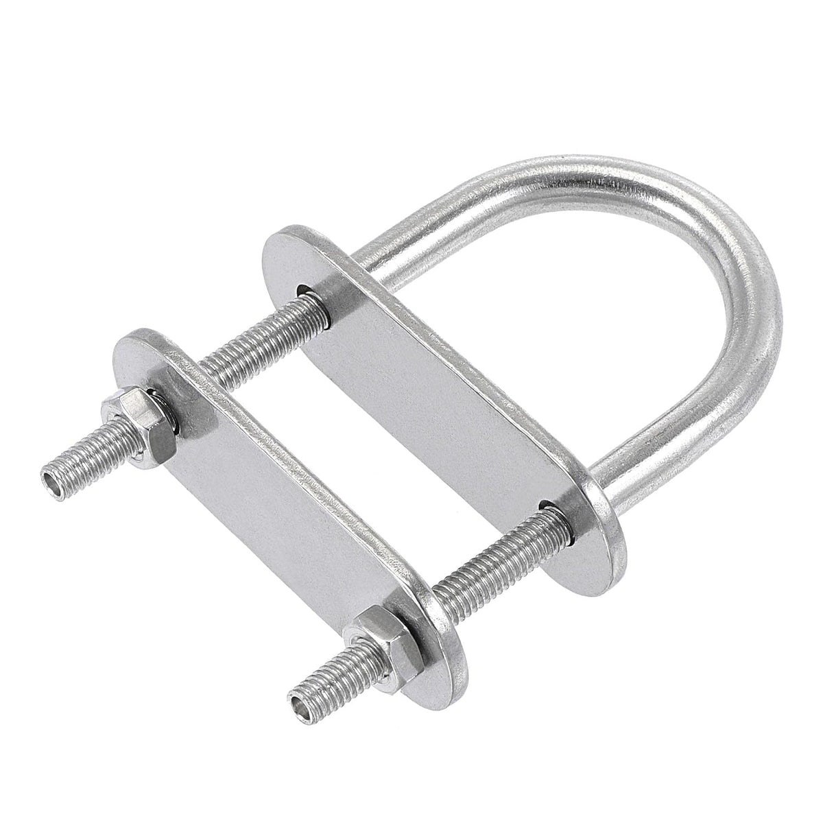 Round U-Bolt 0.94"(24mm) Fit Rod Size 62mm Length 304 Stainless Steel M4 with Nuts, Plates 2 Sets
