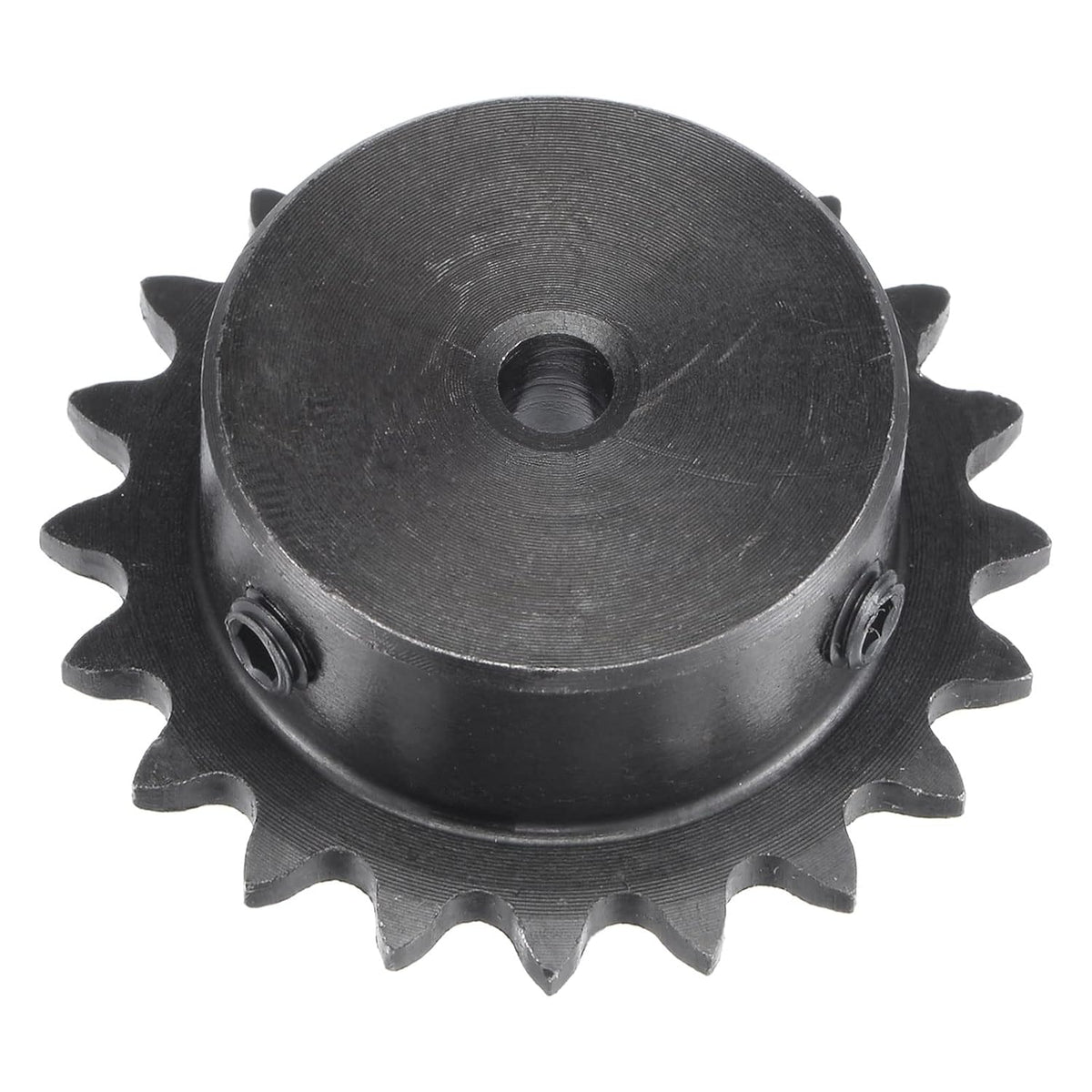 20 Tooth Roller Sprocket B Type, #25 Chain, Single Strand 1/4" Pitch, 5mm Bore Black Oxide C45 Carbon Steel with Set Screws for ISO 04C