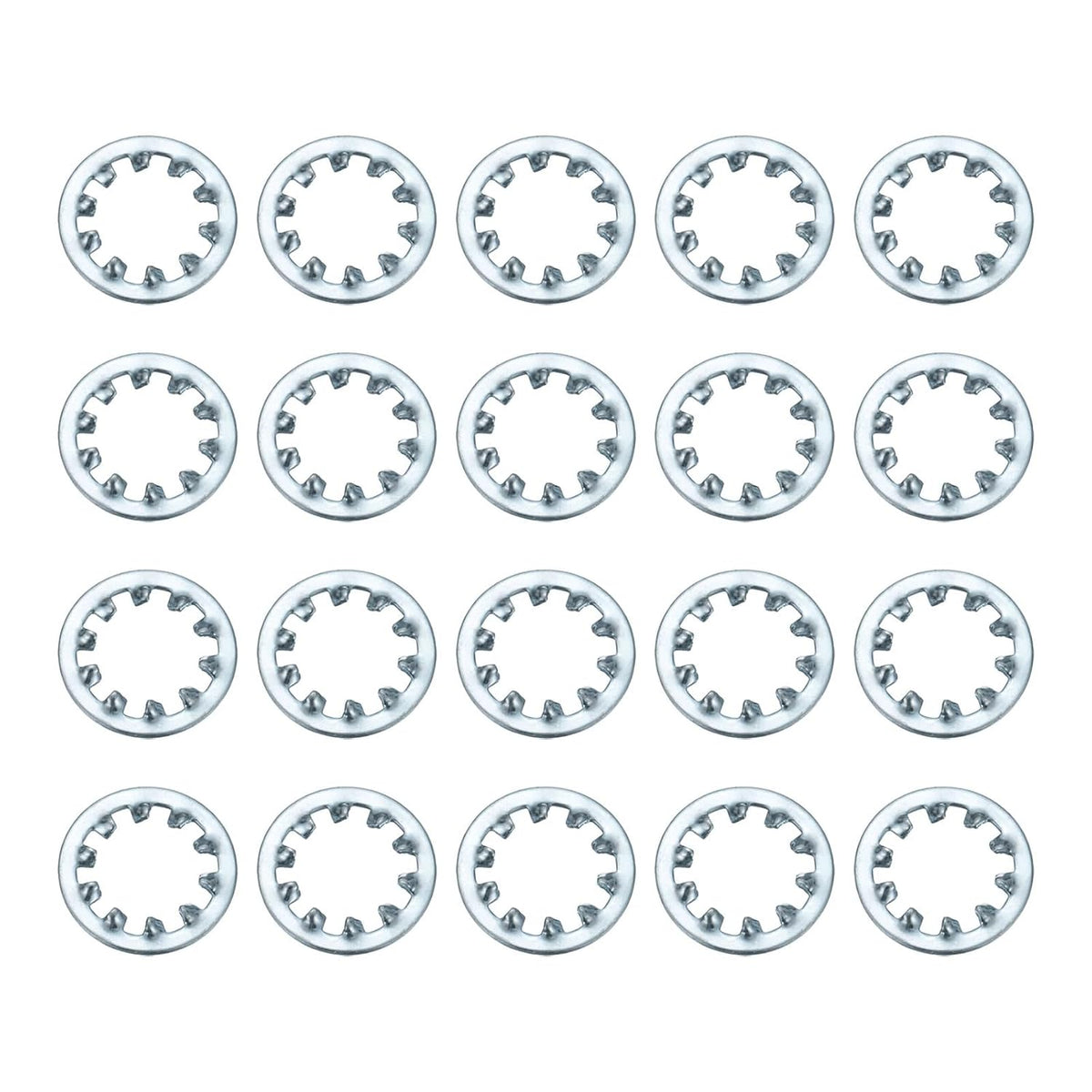 20Pcs 5/8 Internal Tooth Lock Washer, Zinc-Plated Carbon Steel Multi-Tooth Star Washer Locking Fastener, Silver Tone