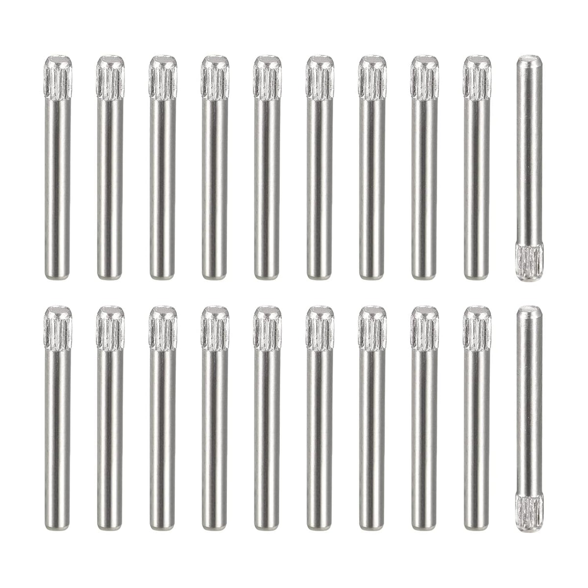 2x18mm 304 Stainless Steel Dowel Pins, 50Pcs Knurled Head Flat Chamfered End Dowel Pin, Wood Bunk Bed Shelf Pegs Support Shelves Fasten Elements