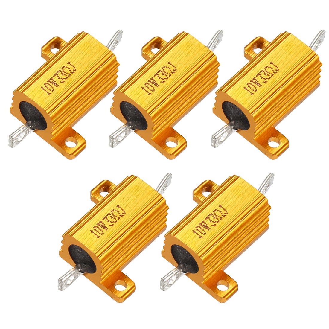 5 Pcs Aluminum Case Resistor 10W 33 Ohm Wirewound for LED Converter with Rod Post 10W33RJ