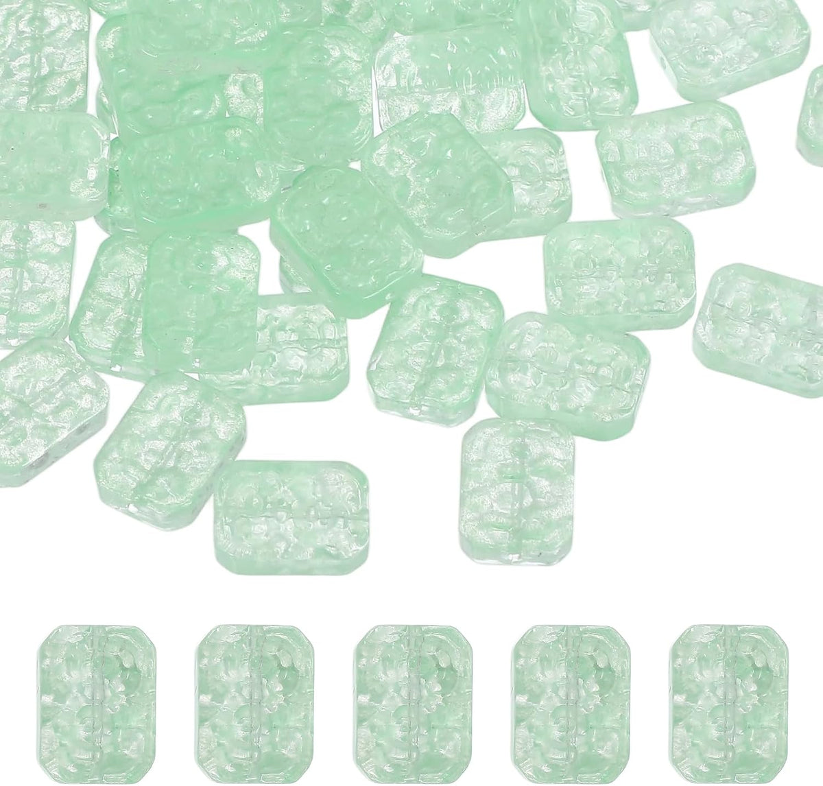 30 Pcs Crystal Beads for Jewelry Making, Faceted Glass Loose Beads Bulk Rectangular Bead Charm for DIY Crafts Jewelry Keychain Making, Bright Blue