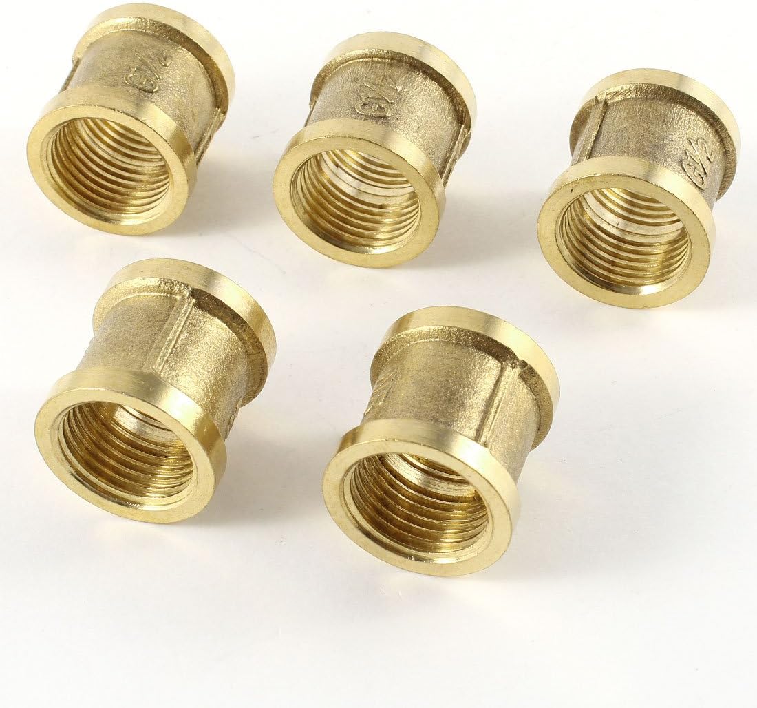 5 Pcs G1/2" Female Thread Brass Straight Pipe Fitting Connector