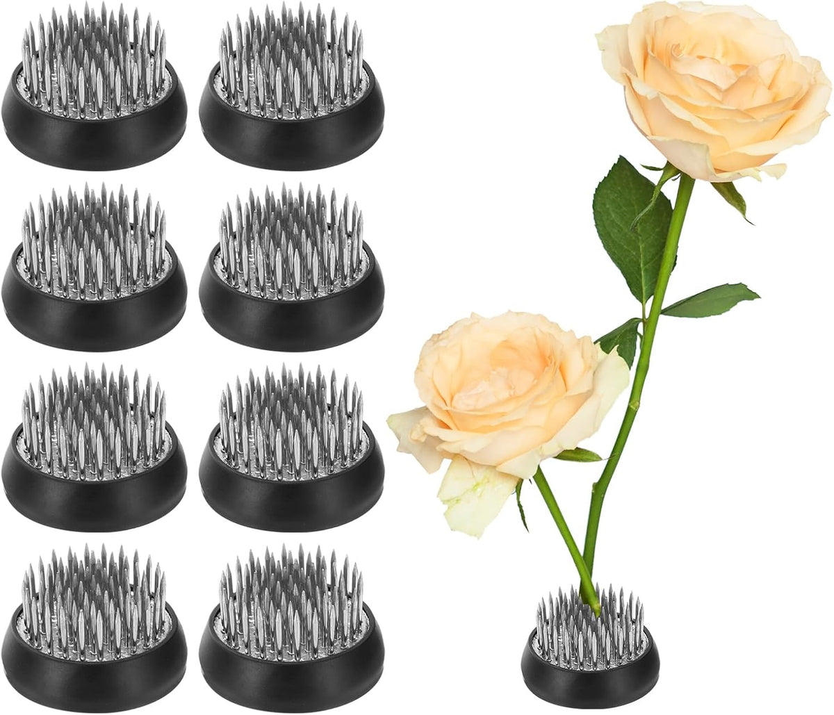 8pcs Flower Frog, Round Stainless Floral Frogs, Flower Arranger Fixed Tool Pin Frog for Flower Arrangement Vase, Fixation and Decoration (Silver, 1.4inch)