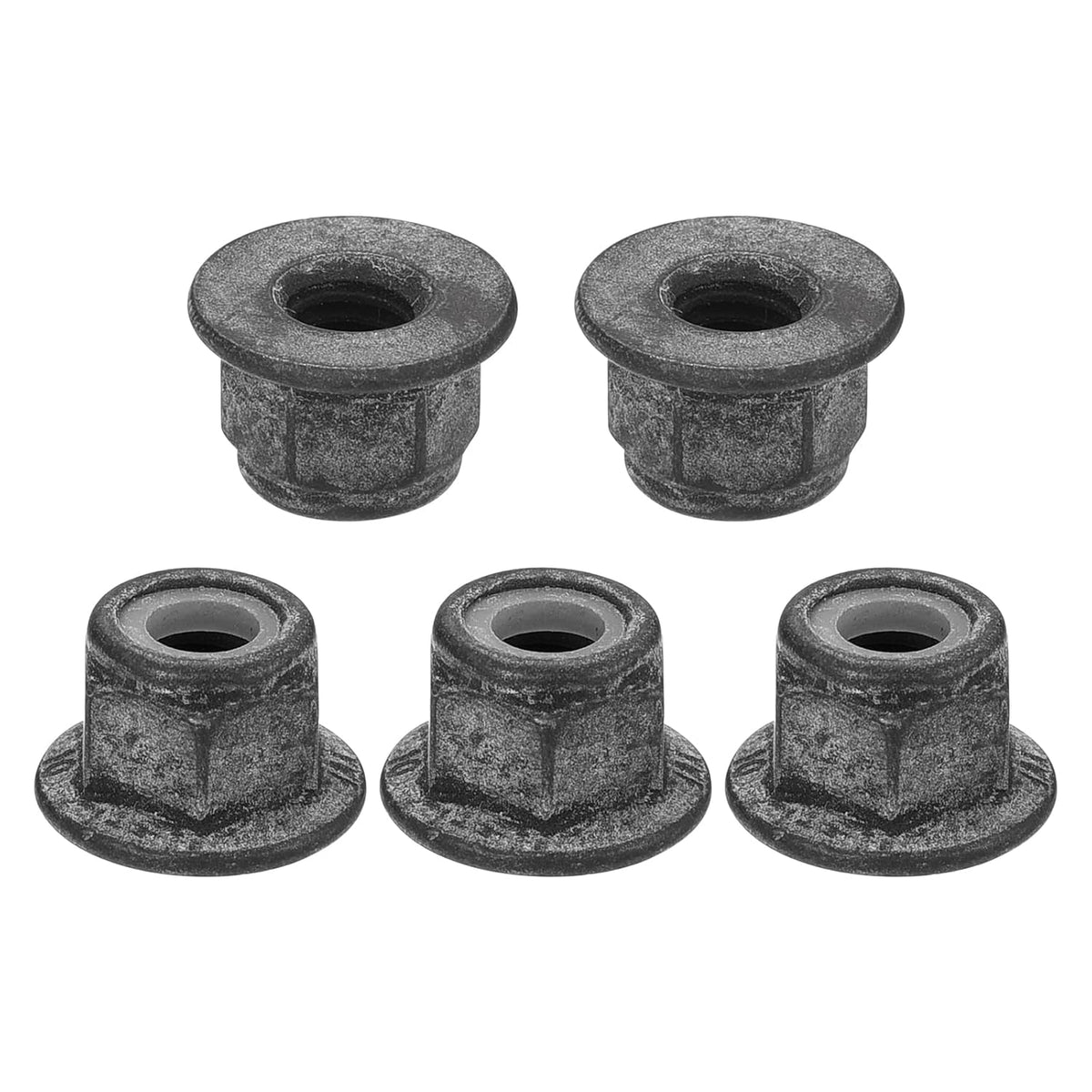 M6x1mm Flange Nylon Insert Lock Nuts, 10Pcs Carbon Steel Metric Hex Lock Nuts Self Locking Nuts for Industrial Construction Fasteners, Black