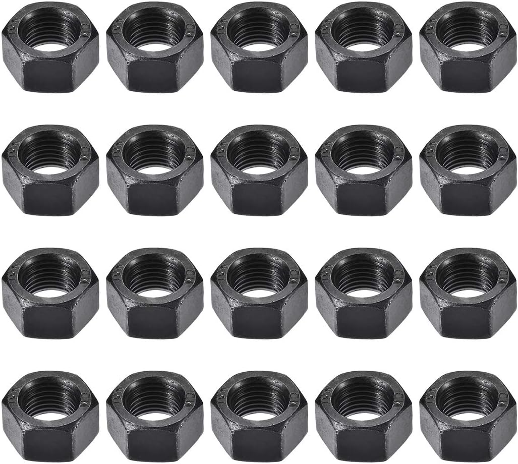 Hex Nuts, M12x1.25mm UNC Carbon Steel Thread Hexagon Nut 20pcs